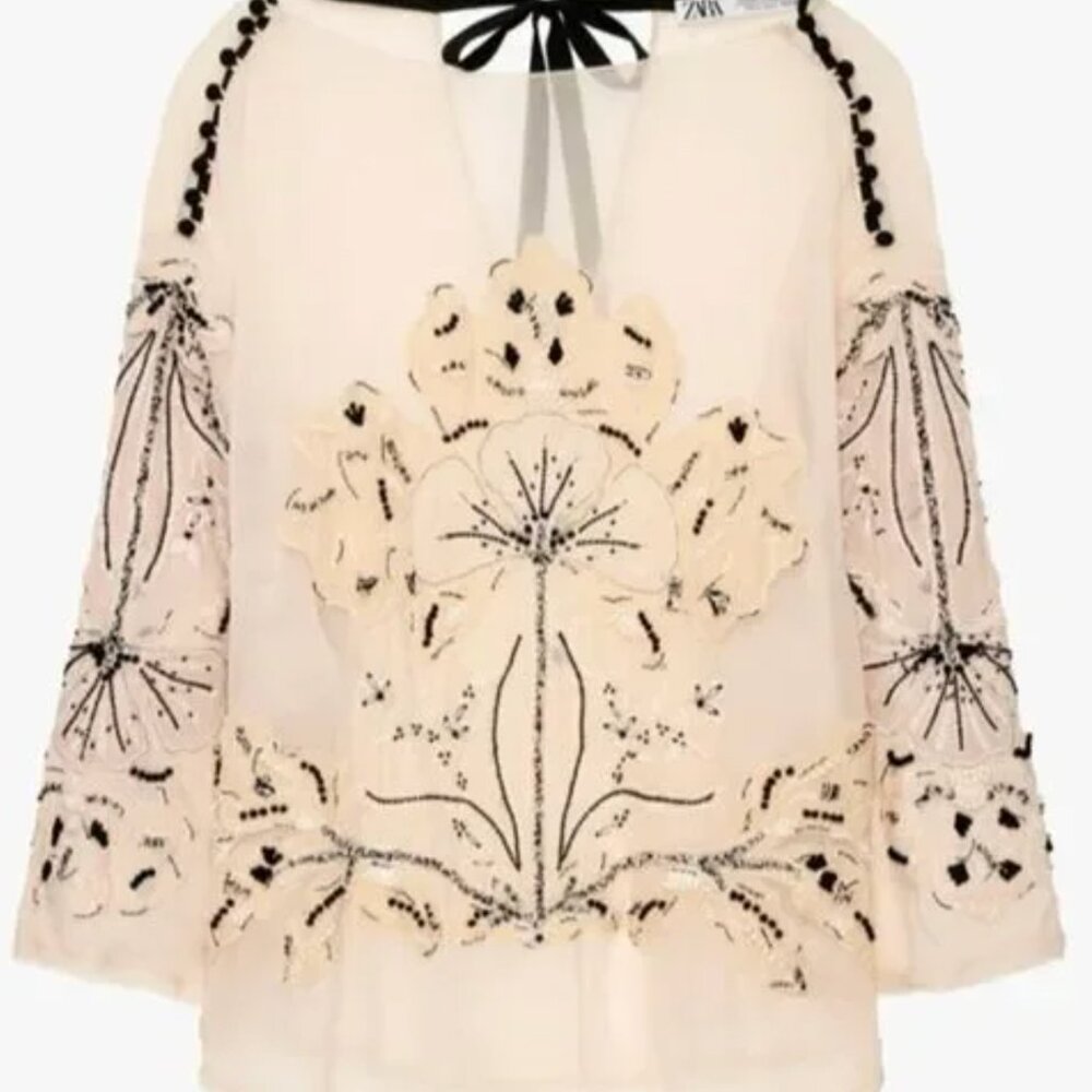 NWT $149 Zara Limited Edition Embroidered Blouse - MEDIUM - Picture 12 of 12
